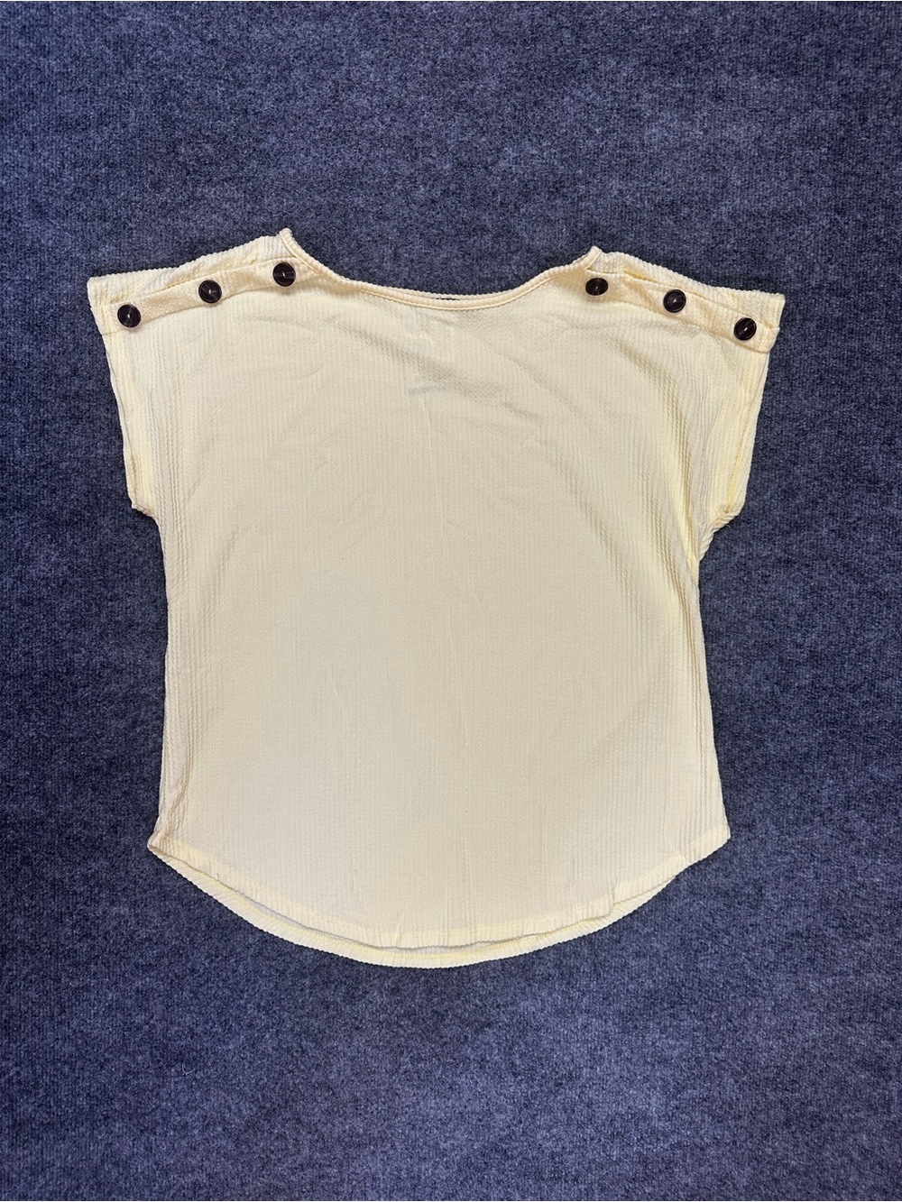 Women’s Short Sleeve Button-Shoulder Top - Light Yellow